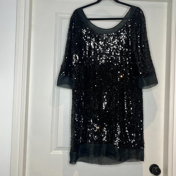 EUC Vintage Diane von Furstenberg sequin silk shift dress SIZE 12 - Picture 7 of 8